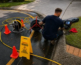 Plumber checking a blocked drain on a Woronora Heights job