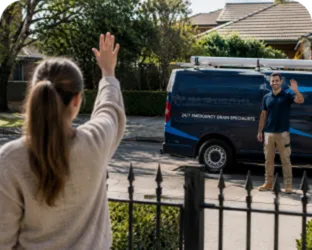 Plumber leaving a completed job in Woronora Heights